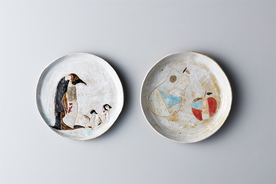 作品「絵皿 penguin / fruits」の写真